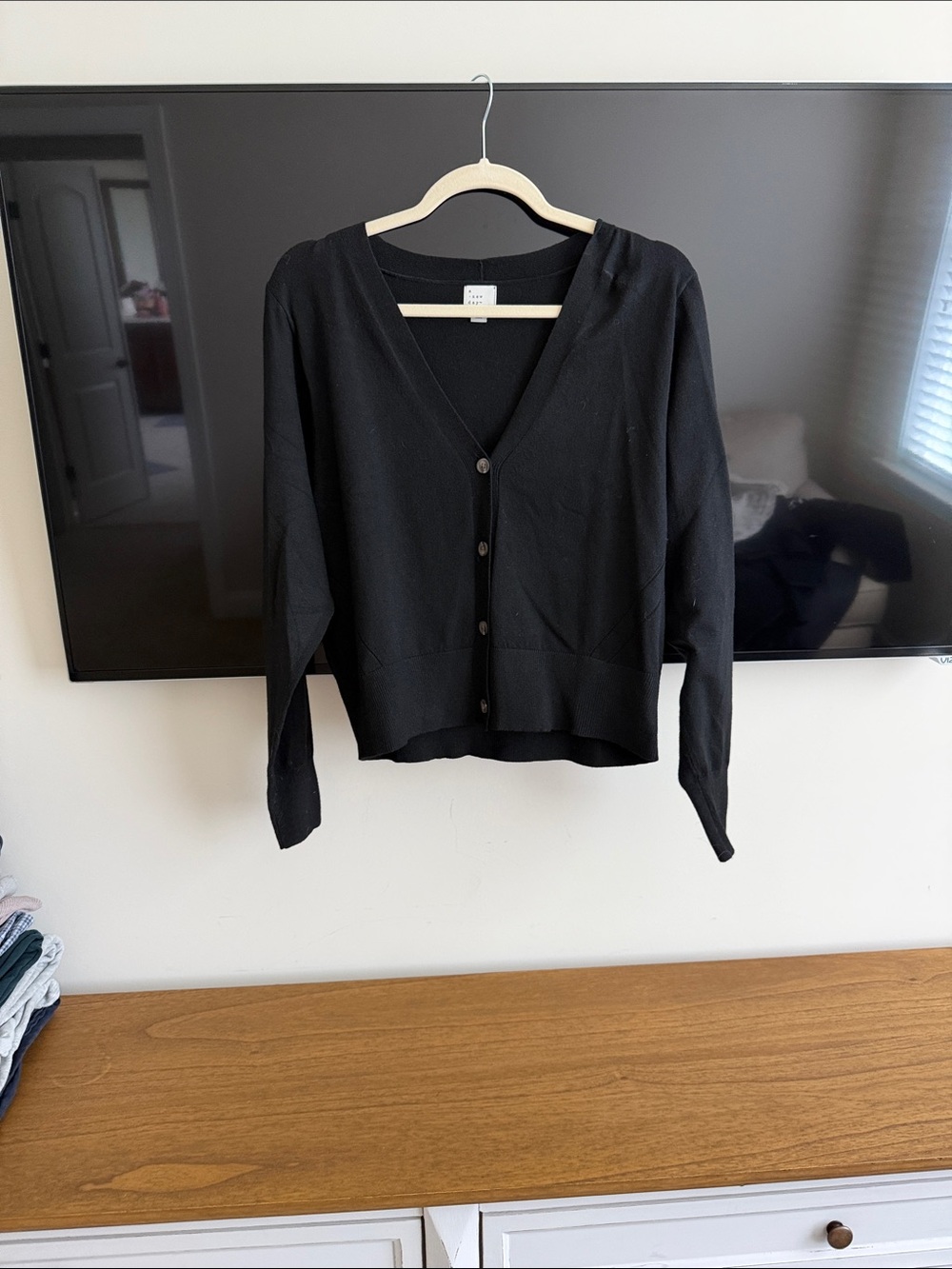 a new day Black V-Neck Button-Front Cardigan
